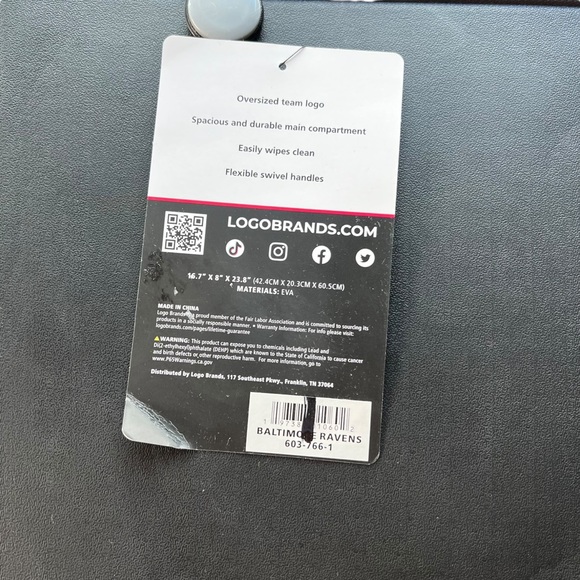 NWT Logo Brands Officially Licensed NFL Venture Tote- Baltimore Ravens - Picture 6 of 9